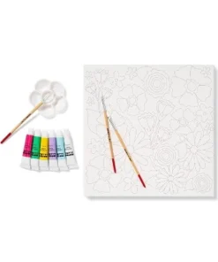 11'' x 11'' Paint-Your-Own Canvas Kit Floral - Mondo Llama™