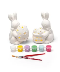 Paint-Your-Own Ceramic Easter Bunnies Kit White - Mondo Llama™